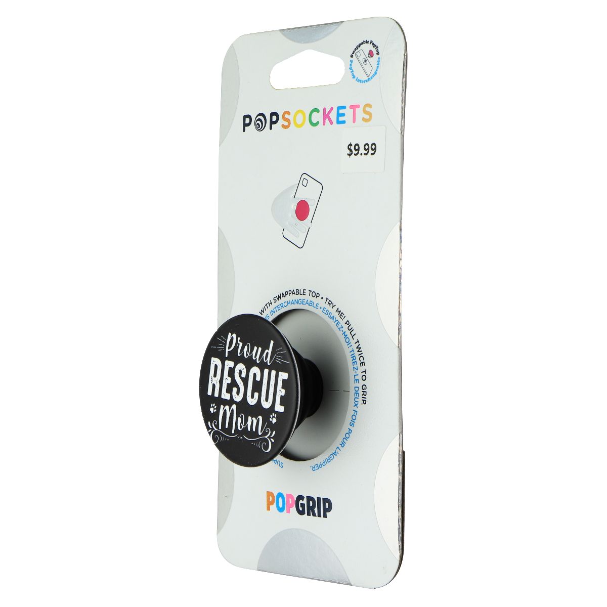 PopSockets PopGrip Swappable Grip and Stand - Proud Rescue Mom Cell Phone - Mounts & Holders PopSockets    - Simple Cell Bulk Wholesale Pricing - USA Seller