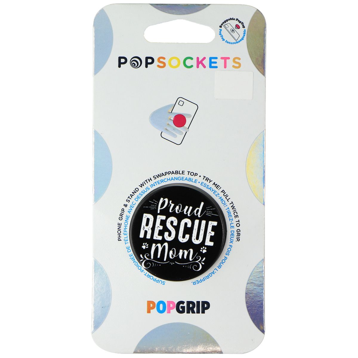 PopSockets PopGrip Swappable Grip and Stand - Proud Rescue Mom Cell Phone - Mounts & Holders PopSockets    - Simple Cell Bulk Wholesale Pricing - USA Seller