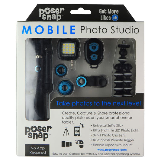 PoserSnap Mobile Photo Studio (NO APP REQUIRED) - Black / Blue Camera Accessories - Filter Rings & Holders PoserSnap    - Simple Cell Bulk Wholesale Pricing - USA Seller