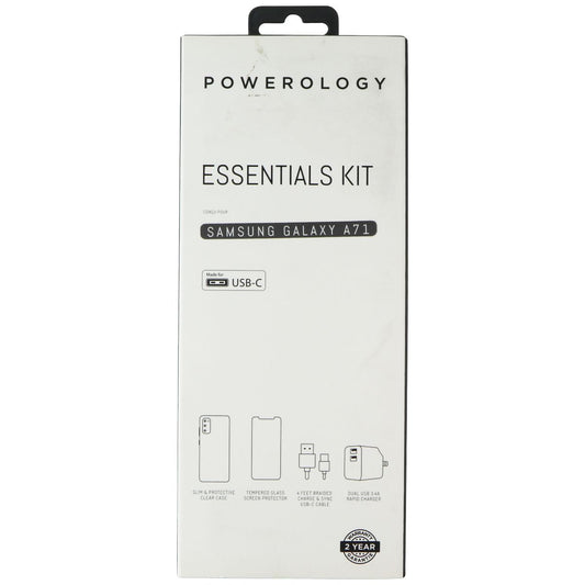Powerology Essentials Kit w/ Case and Power for Samsung Galaxy A71 - Clear Cell Phone - Accessory Bundles Powerology    - Simple Cell Bulk Wholesale Pricing - USA Seller