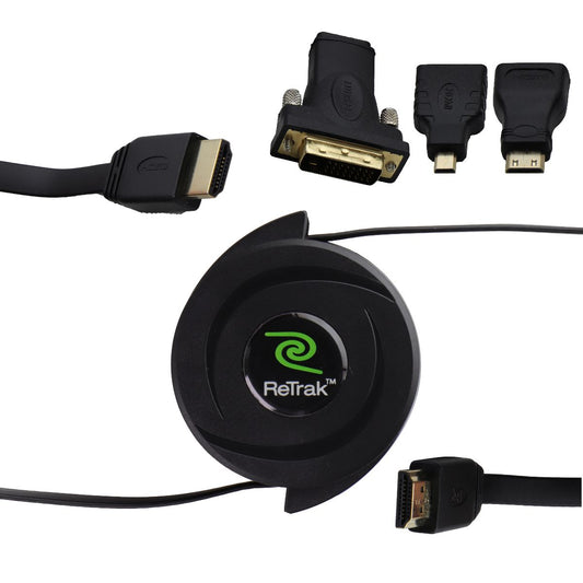 ReTrak Retrackable HDMI A/V Cable with Mini/Micro HDMI & DVI (5-Foot) - Black Cell Phone - Cables & Adapters ReTrak    - Simple Cell Bulk Wholesale Pricing - USA Seller