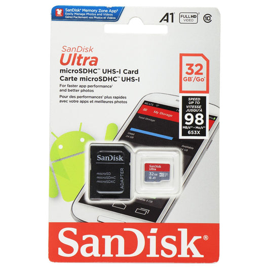SanDisk Ultra microSDHC UHS-1 Card and Adapter (32GB) Class 10 A1 Digital Camera - Memory Cards SanDisk    - Simple Cell Bulk Wholesale Pricing - USA Seller