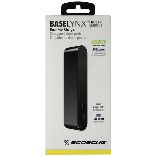 Scosche BaseLynx Endcap Dual-Port Charger - Black (BLPE-SP) Cell Phone - Chargers & Cradles Scosche    - Simple Cell Bulk Wholesale Pricing - USA Seller