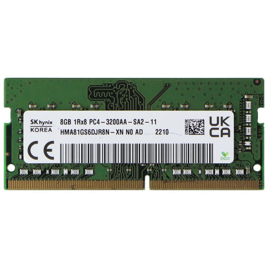 SK Hynix (8GB) DDR4 1Rx8 (PC4-3200AA) Laptop RAM Memory HMA81GS6DJR8N-XN NO AD Computer Parts - Memory (RAM) SK Hynix    - Simple Cell Bulk Wholesale Pricing - USA Seller