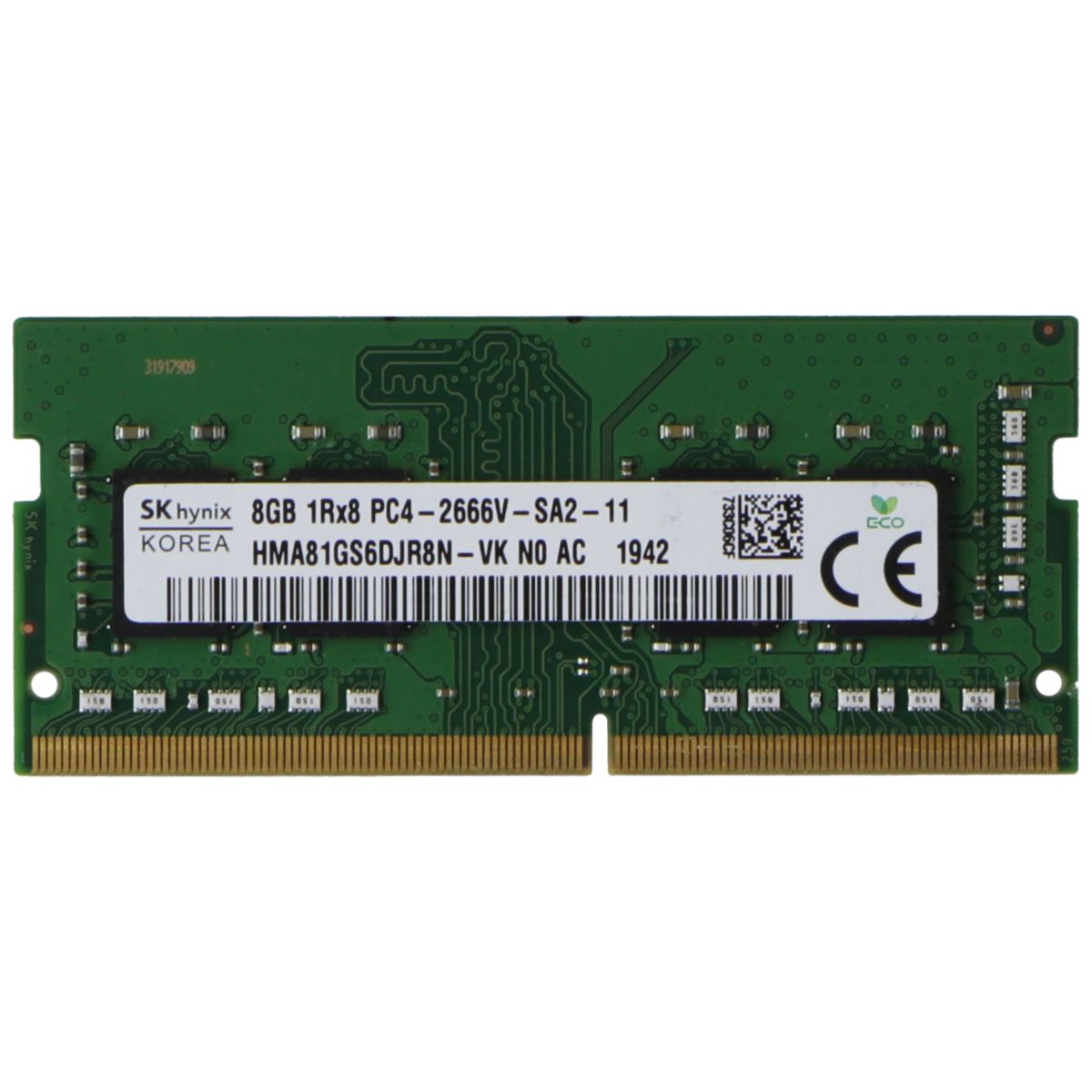 SK Hynix (8GB) DDR4 1Rx8 (PC4-2666V) Laptop RAM Memory HMA81GS6DJR8N-VK NO AC Computer Parts - Memory (RAM) SK Hynix    - Simple Cell Bulk Wholesale Pricing - USA Seller