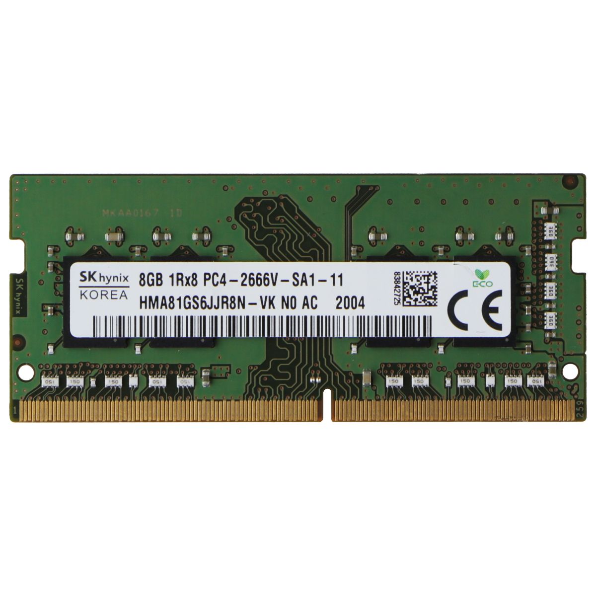 SK Hynix (8GB) DDR4 1Rx8 (PC4-2666V) Laptop RAM Memory HMA81GS6JJR8N-VK NO AC Computer Parts - Memory (RAM) SK Hynix    - Simple Cell Bulk Wholesale Pricing - USA Seller