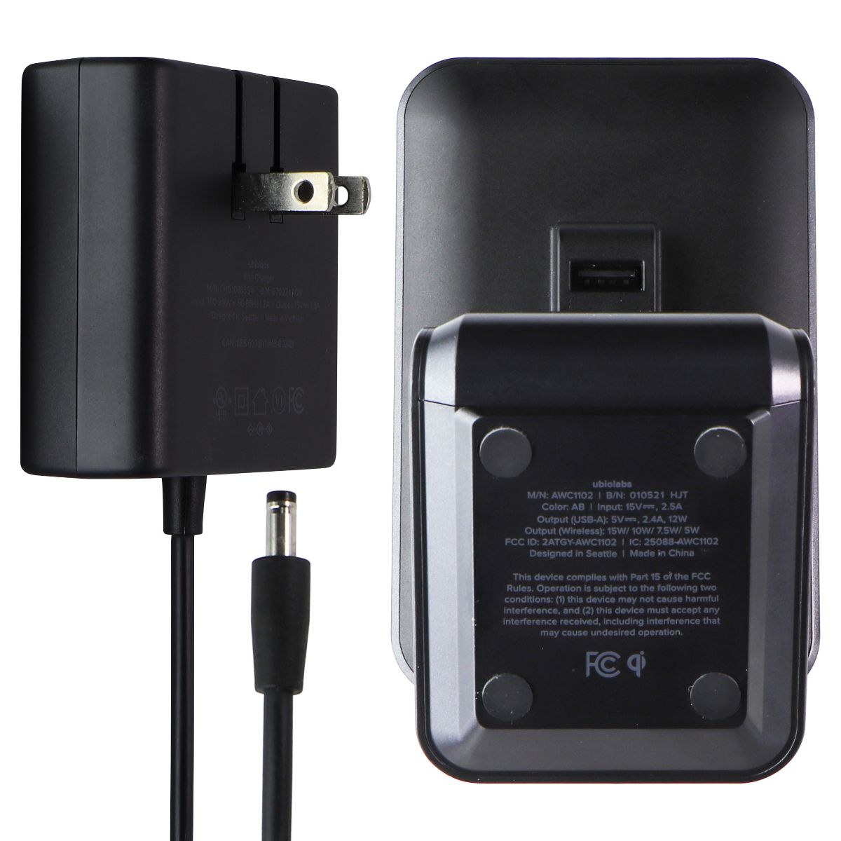 Ubio Labs (AWC1102 / CHG1088SGV) 2-in-1 Wireless Charging Stand - Black Cell Phone - Chargers & Cradles Ubio Labs    - Simple Cell Bulk Wholesale Pricing - USA Seller