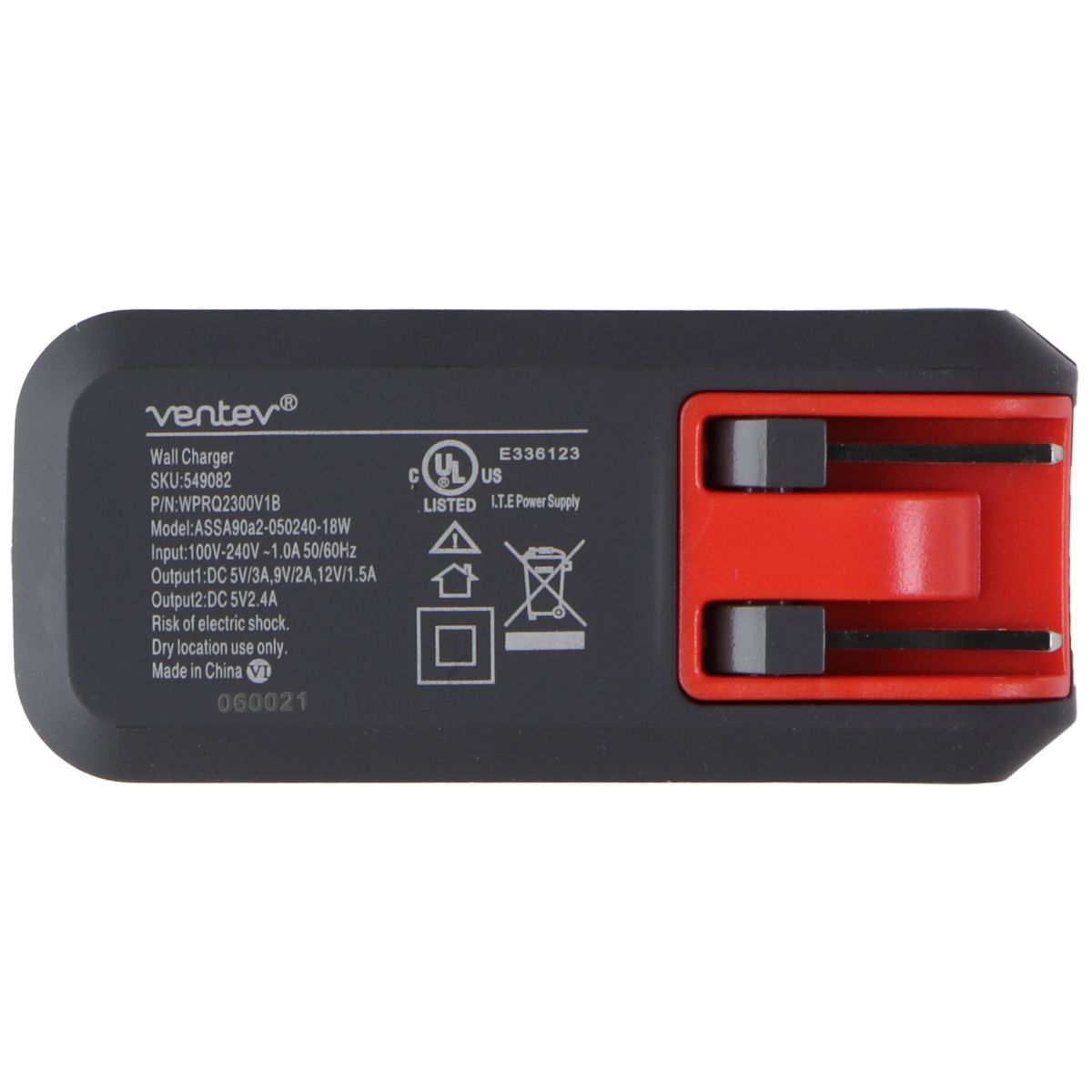 Ventev 18W/3A Wallport rq2300 QC 3.0 Dual USB Charger/Adapter - Gray Cell Phone - Chargers & Cradles Ventev    - Simple Cell Bulk Wholesale Pricing - USA Seller