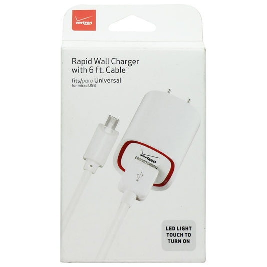 Verizon Rapid Wall charger with (6-Ft) Micro-USB LED Cable - White Cell Phone - Chargers & Cradles Verizon    - Simple Cell Bulk Wholesale Pricing - USA Seller