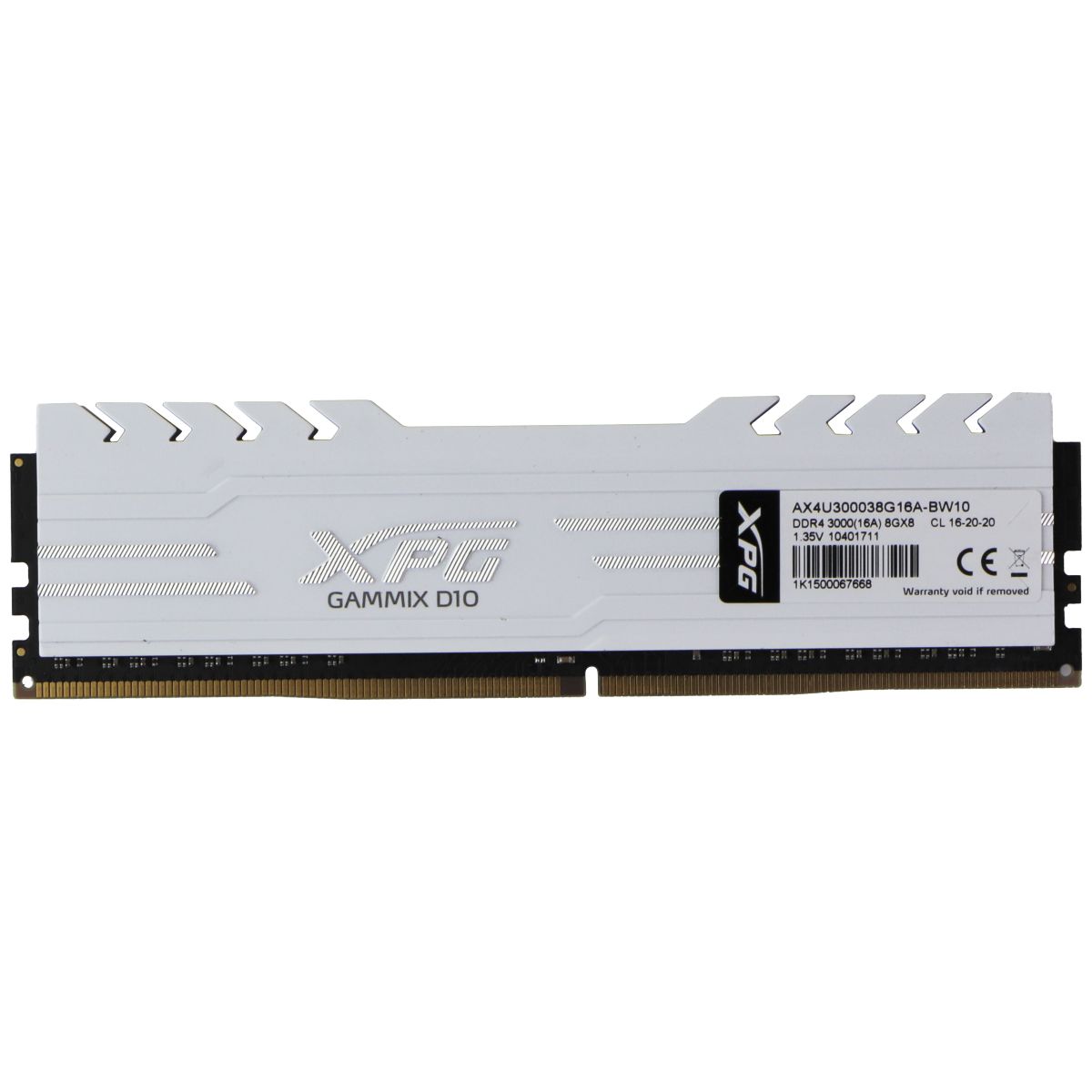 XPG Gammix D10 (8GB) DDR4 8Gx8 3000MHz Desktop RAM Memory AX4U300038G16A-BW10 Computer Parts - Memory (RAM) XPG    - Simple Cell Bulk Wholesale Pricing - USA Seller