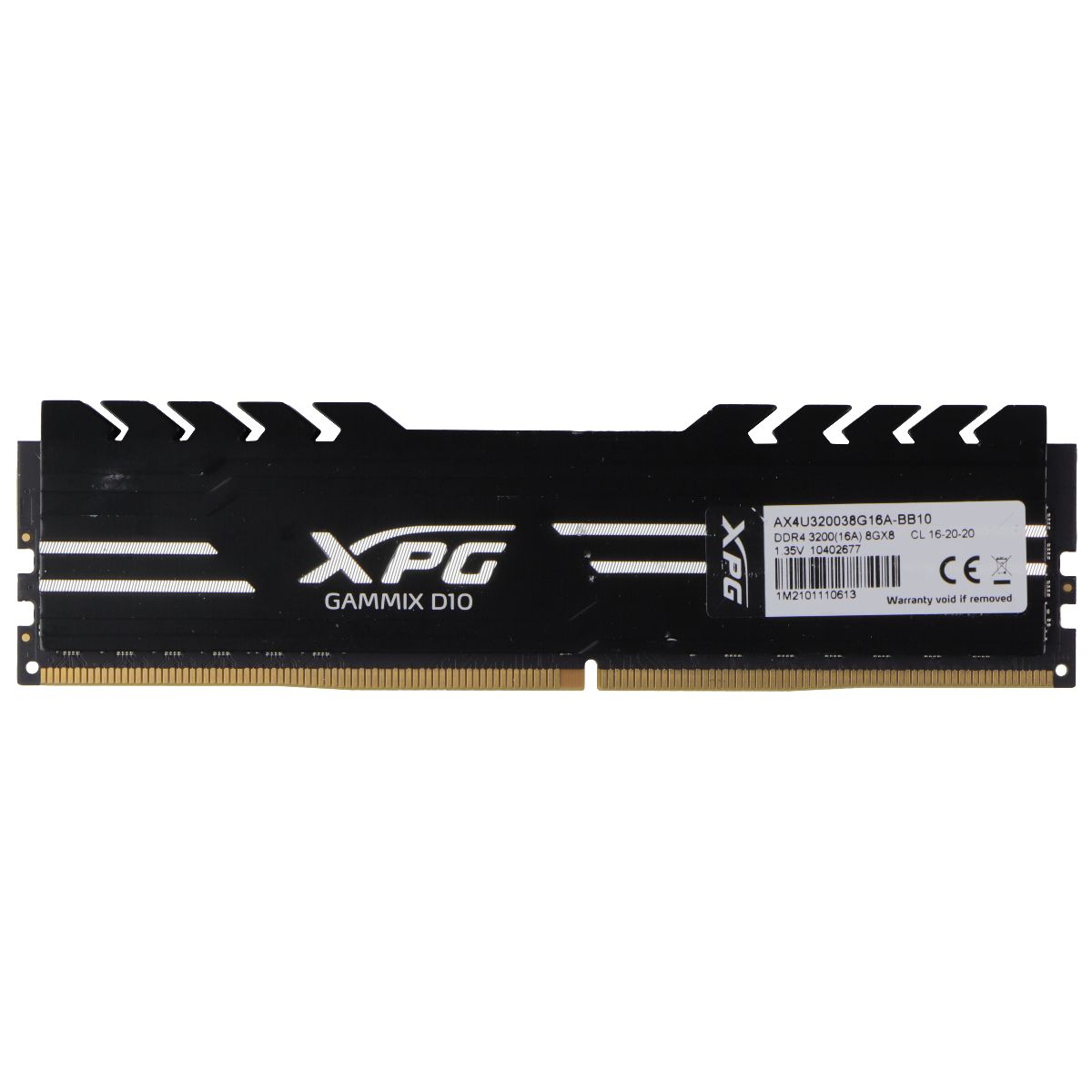 XPG Gammix D10 (8GB) DDR4 3200MHz 1.35V Desktop RAM (AX4U320038G16A-BB10) Computer Parts - Memory (RAM) XPG    - Simple Cell Bulk Wholesale Pricing - USA Seller