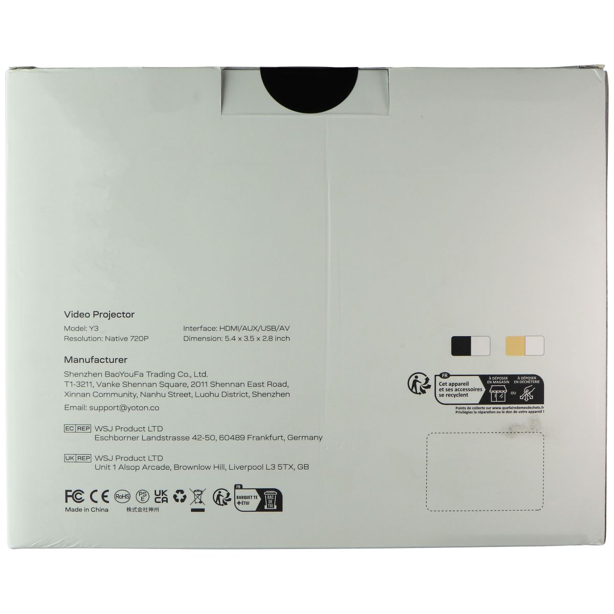 Yoton (Y3) Portable Mini Video Projector - Native 720P - White Digital Displays - Projectors Yoton    - Simple Cell Bulk Wholesale Pricing - USA Seller