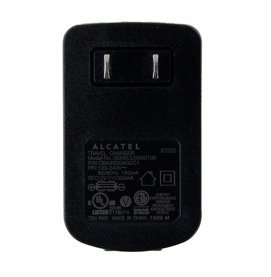 Alcatel (5V/1A) Single USB Wall Charger Travel Adapter - Black (S005UU0500100) Cell Phone - Chargers & Cradles Alcatel    - Simple Cell Bulk Wholesale Pricing - USA Seller
