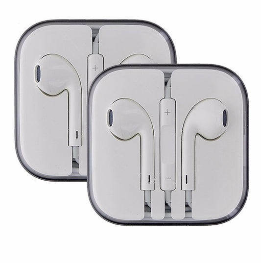 APPLE iPhone 5 6 Plus EarPods Earphones with Remote and Mic *Pack of 2* Cell Phone - Headsets Apple    - Simple Cell Bulk Wholesale Pricing - USA Seller