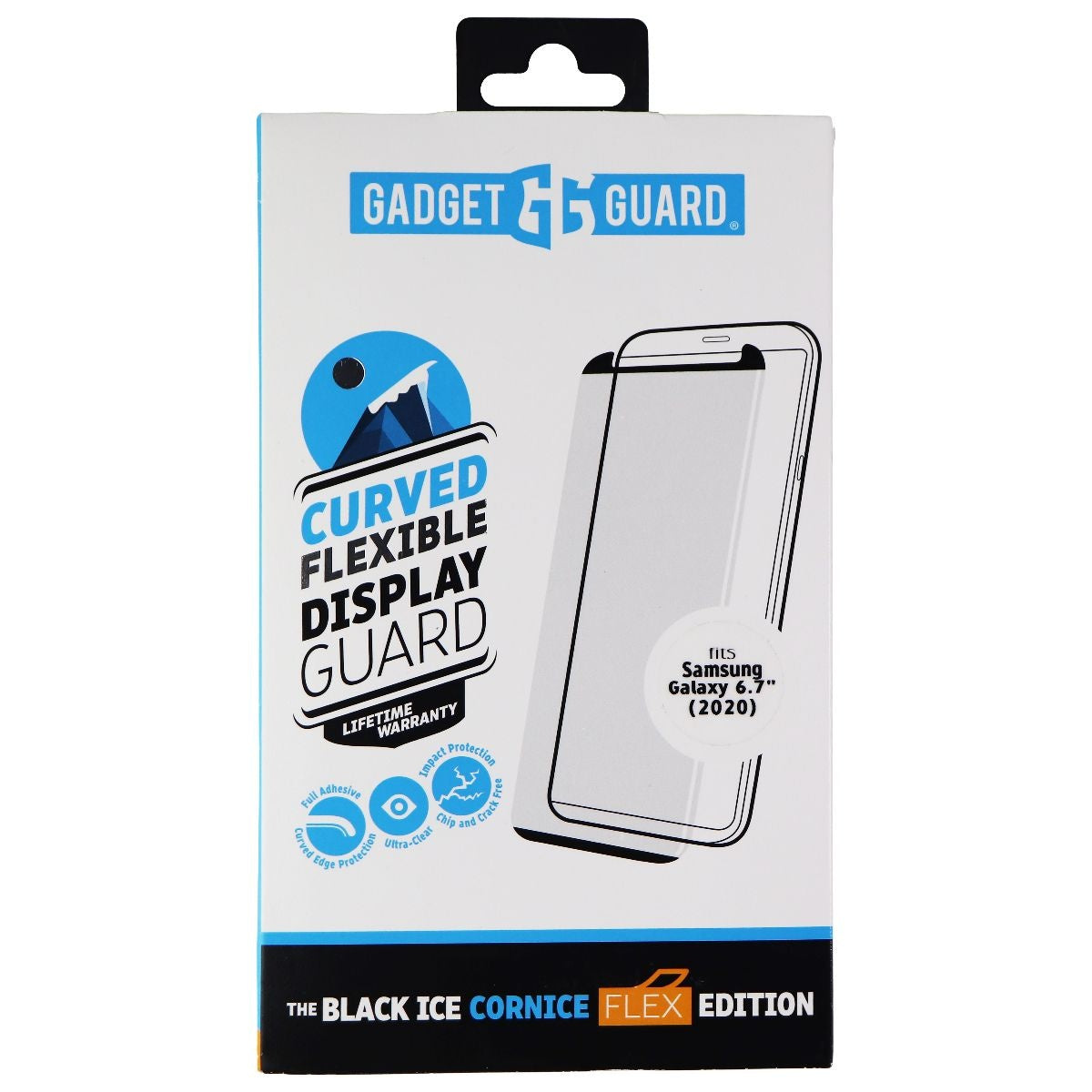 Gadget Guard Black Ice Cornice Flex Tempered Glass for Galaxy (S20+) - Clear Cell Phone - Screen Protectors Gadget Guard    - Simple Cell Bulk Wholesale Pricing - USA Seller