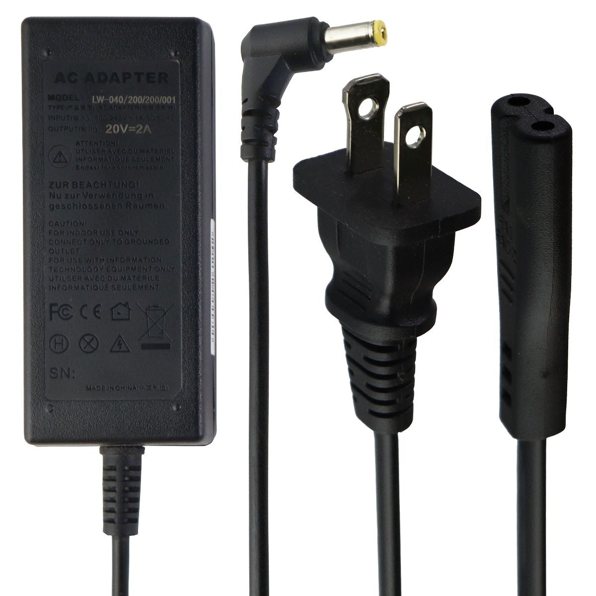 Replacement (20V/2A) AC Adapter Wall Charger Power Supply - Black Multipurpose Batteries & Power - Multipurpose AC to DC Adapters Unbranded    - Simple Cell Bulk Wholesale Pricing - USA Seller