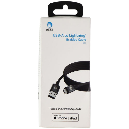 AT&T (4-Foot) Braided USB MFi Cable for iPhone/iPad - Black Cell Phone - Cables & Adapters AT&T    - Simple Cell Bulk Wholesale Pricing - USA Seller