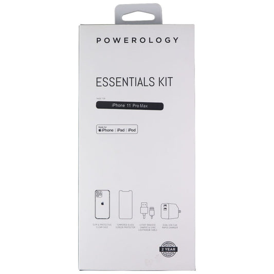 Powerology Essentials Kit w/ Case and Power for Apple iPhone 11 Pro Max - Clear Cell Phone - Accessory Bundles Powerology    - Simple Cell Bulk Wholesale Pricing - USA Seller