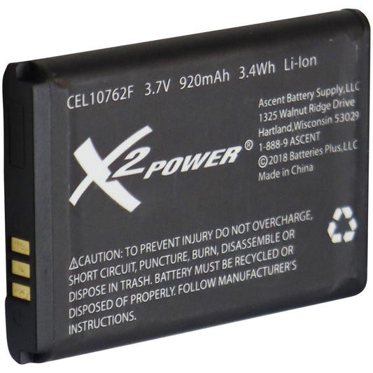 X2 Power Rechargeable 3.7V 920mAh Battery - Black (CEL10762F) Cell Phone - Batteries X2 Power    - Simple Cell Bulk Wholesale Pricing - USA Seller