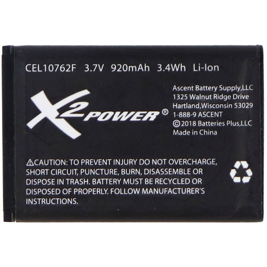 X2 Power Rechargeable 3.7V 920mAh Battery - Black (CEL10762F) Cell Phone - Batteries X2 Power    - Simple Cell Bulk Wholesale Pricing - USA Seller