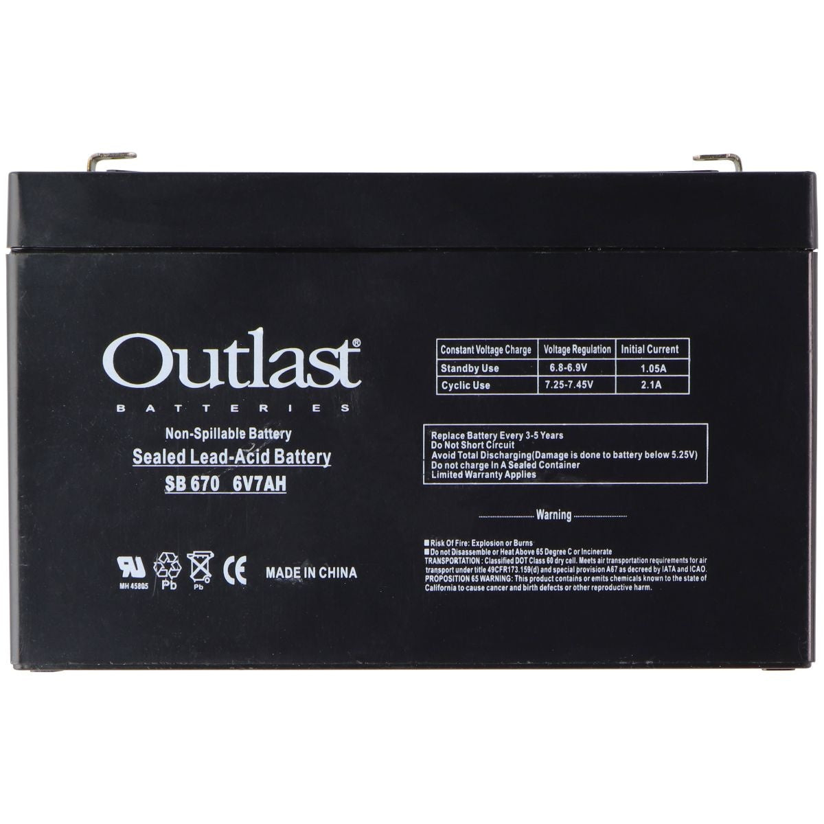 Outlast (6V/7Ah) SLA Replacement Battery for Kids Ride on Toy (SB-670) Computer Parts - Power Supplies Outlast    - Simple Cell Bulk Wholesale Pricing - USA Seller