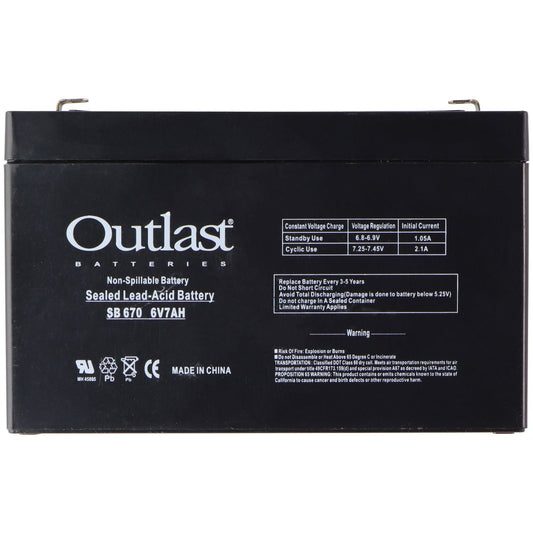 Outlast (6V/7Ah) SLA Replacement Battery for Kids Ride on Toy (SB-670) Computer Parts - Power Supplies Outlast    - Simple Cell Bulk Wholesale Pricing - USA Seller