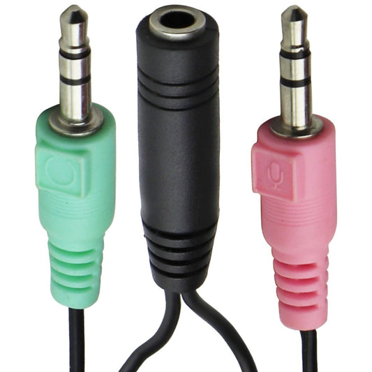 PC Audio Breakout (Speaker and Microphone) Cable for Headsets - Black/Pink/Green Computer/Network - Monitor/AV Cables & Adapters Unbranded    - Simple Cell Bulk Wholesale Pricing - USA Seller