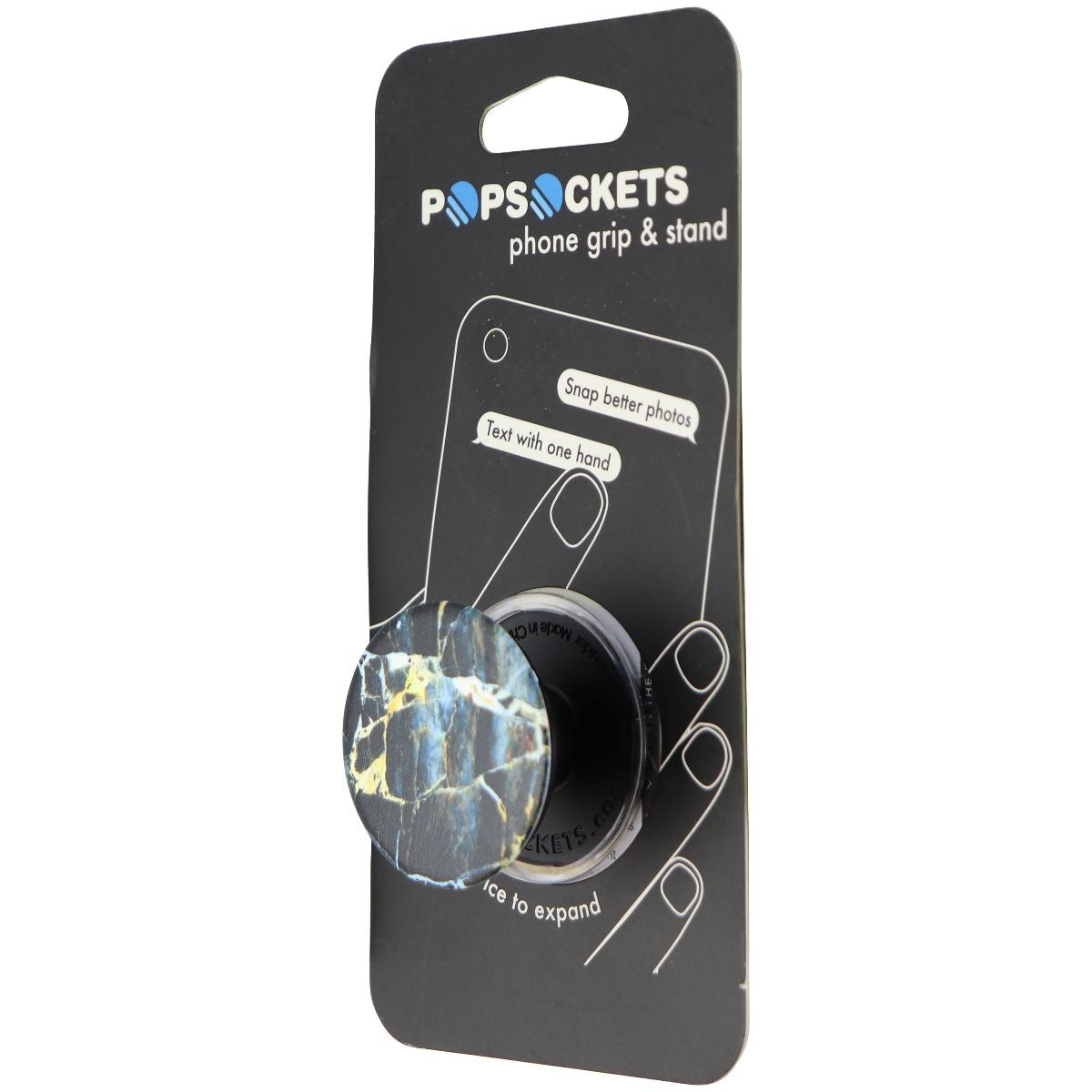 PopSockets: Collapsible Grip & Stand for Phones & Tablets - Amber Black Marble Cell Phone - Mounts & Holders PopSockets    - Simple Cell Bulk Wholesale Pricing - USA Seller