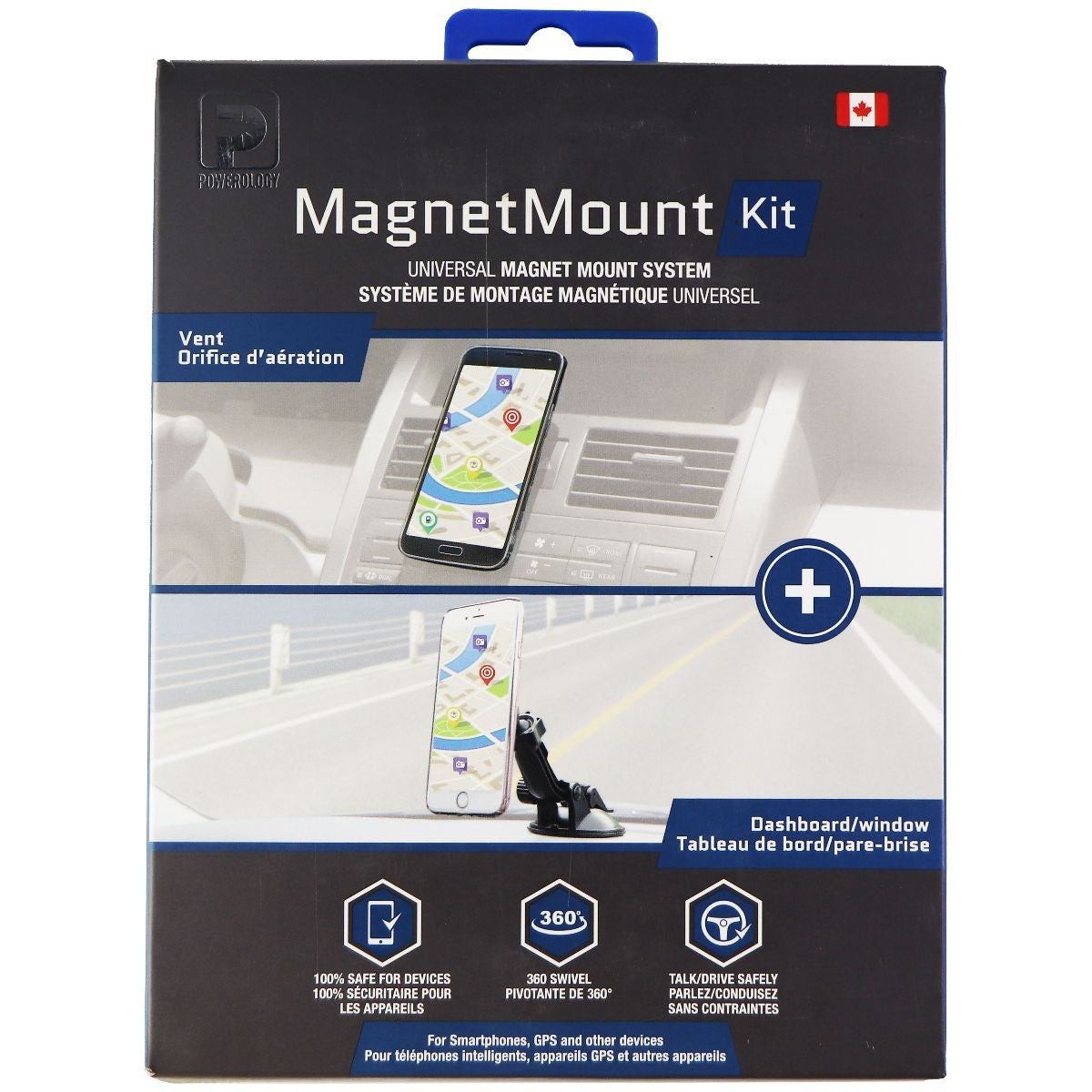 Powerology Universal Magnet Mount Kit System for Smartphones, GPS & More Devices Cell Phone - Mounts & Holders Powerology    - Simple Cell Bulk Wholesale Pricing - USA Seller