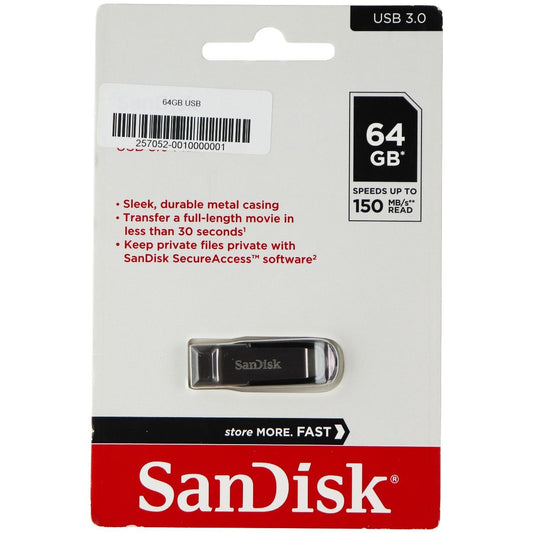 SanDisk 64GB Ultra Flair USB 3.0 Flash Drive - Black/Silver Digital Storage - USB Flash Drives SanDisk    - Simple Cell Bulk Wholesale Pricing - USA Seller