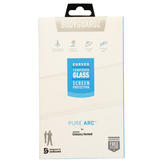 BodyGuardz Pure Arc Series Tempered Glass Screen for Galaxy Note8 - Clear/Black Cell Phone - Screen Protectors BodyGuardz    - Simple Cell Bulk Wholesale Pricing - USA Seller