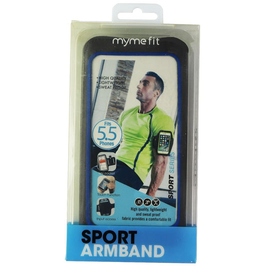 MyMe Fit Sport Workout Armband for Up to 5.5-inch Smartphones/iPods - Black/Blue Cell Phone - Armbands MYME    - Simple Cell Bulk Wholesale Pricing - USA Seller