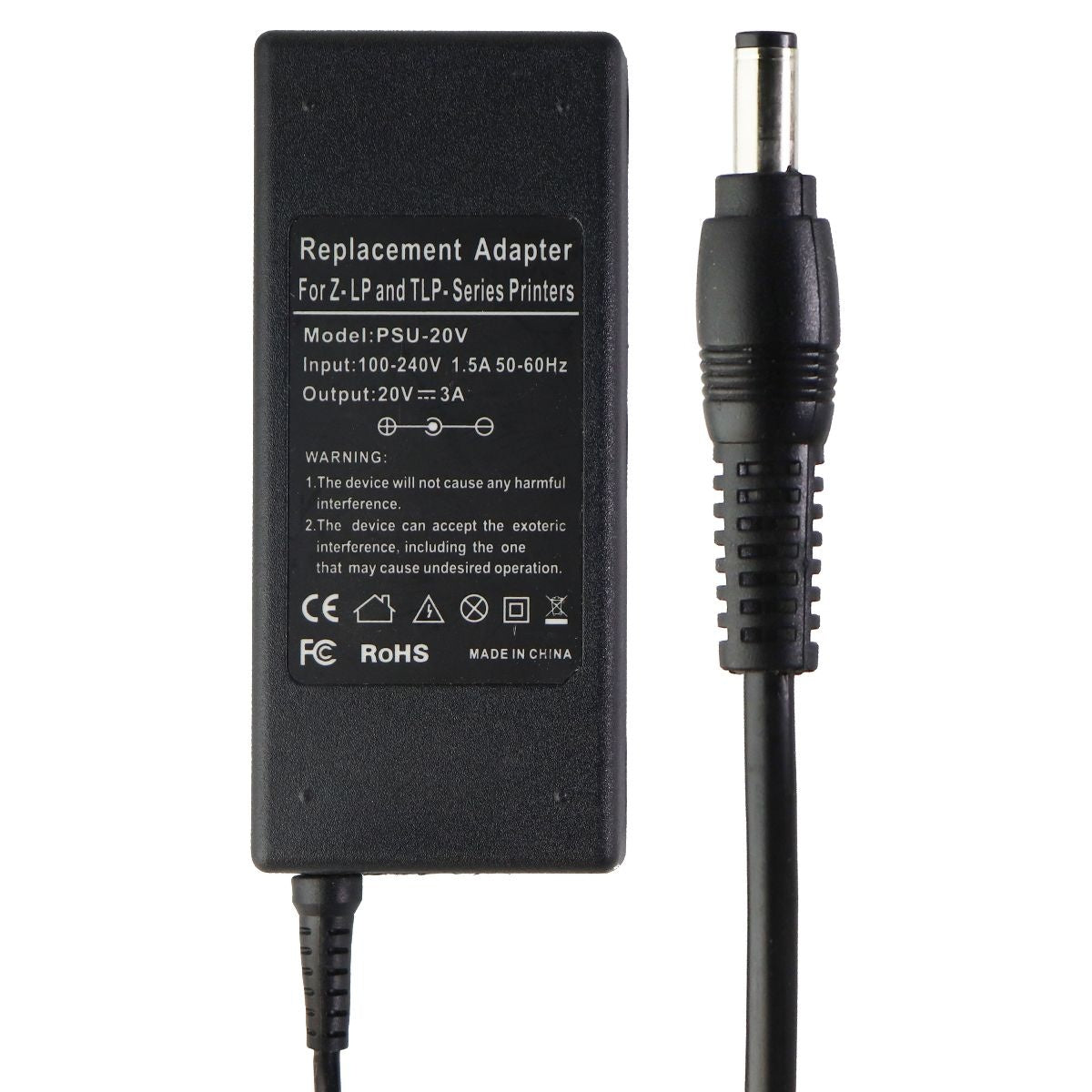 (20V/3A) Replacement Adapter Power Supply - Black (PSU-20V) / Brick Only Multipurpose Batteries & Power - Multipurpose AC to DC Adapters Unbranded    - Simple Cell Bulk Wholesale Pricing - USA Seller