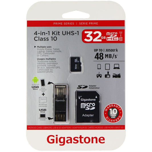 Gigastone Prime Series microSD Card 4-in-1 Kit - (32GB / 48MB/s) Cell Phone - Memory Cards Gigastone    - Simple Cell Bulk Wholesale Pricing - USA Seller