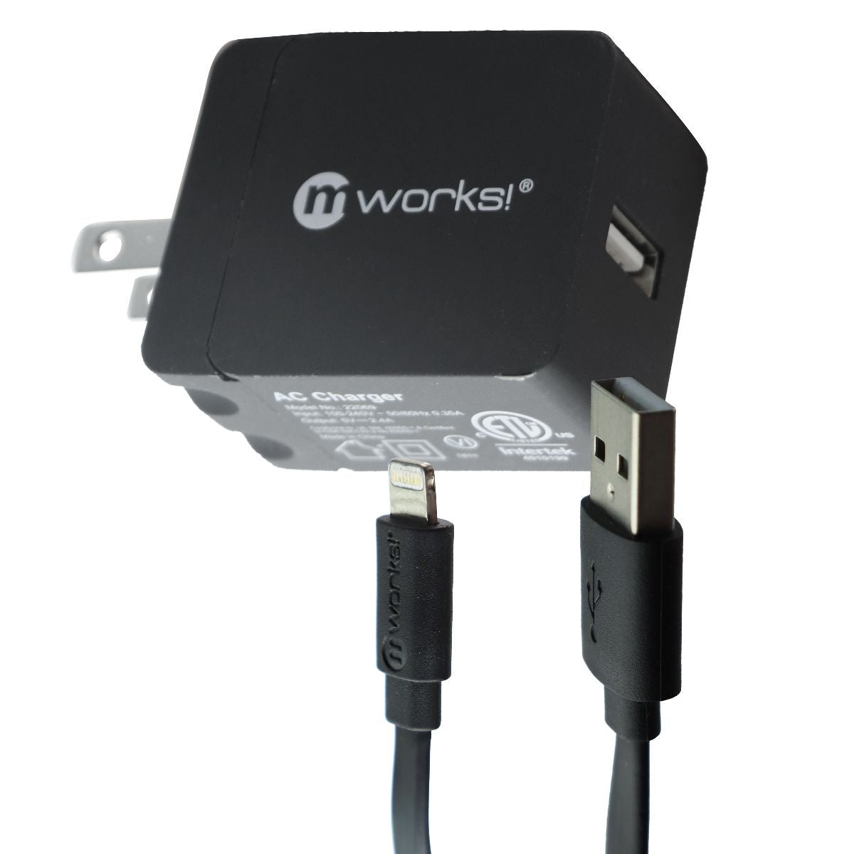 mworks! mPower! Flat 8-Pin Cable and Wall Charger for iPhone/iPad/iPod - Black Cell Phone - Cables & Adapters mWorks!    - Simple Cell Bulk Wholesale Pricing - USA Seller