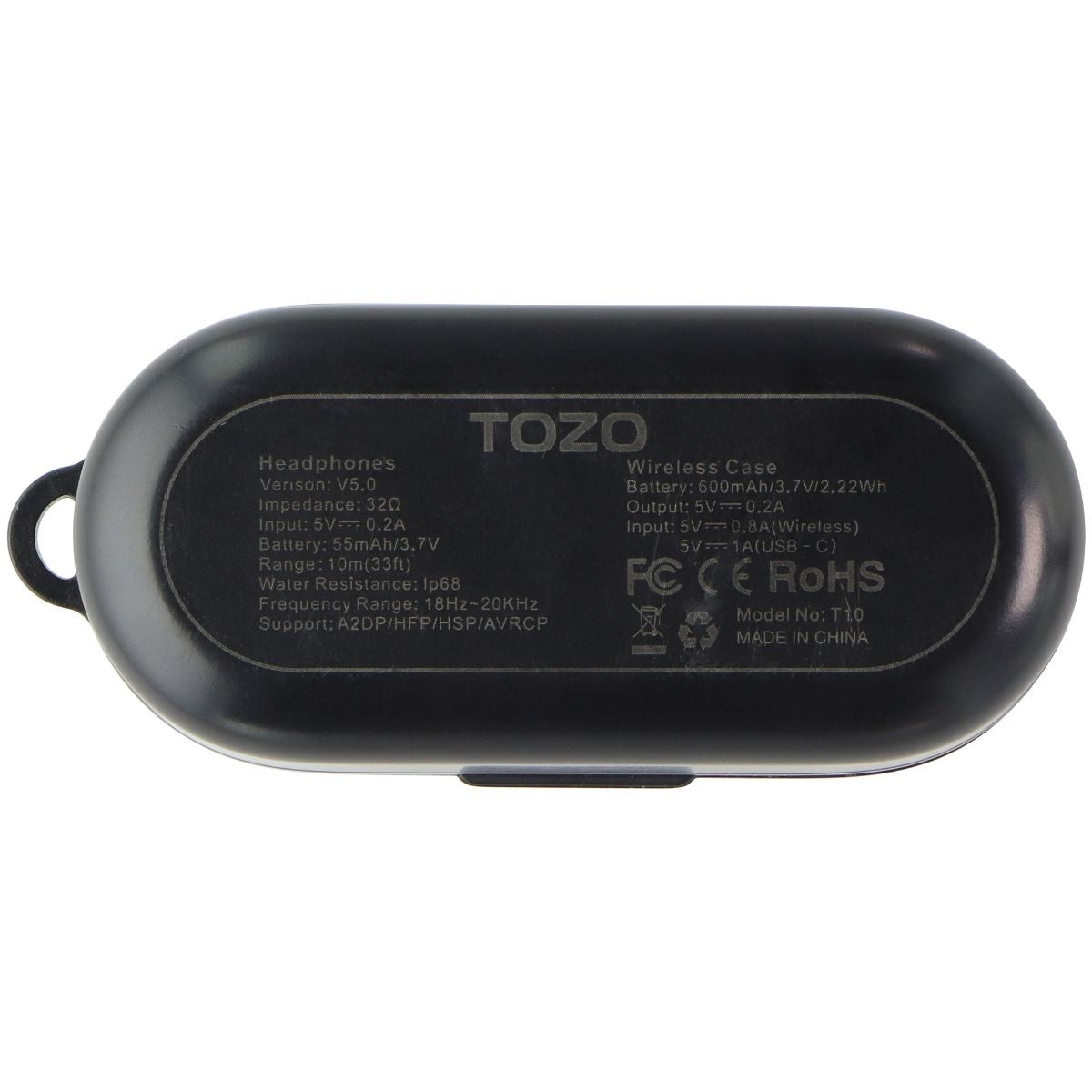TOZO T10 Bluetooth Wireless Earbuds with Wireless Charging Case - Black Portable Audio - Headphones TOZO    - Simple Cell Bulk Wholesale Pricing - USA Seller