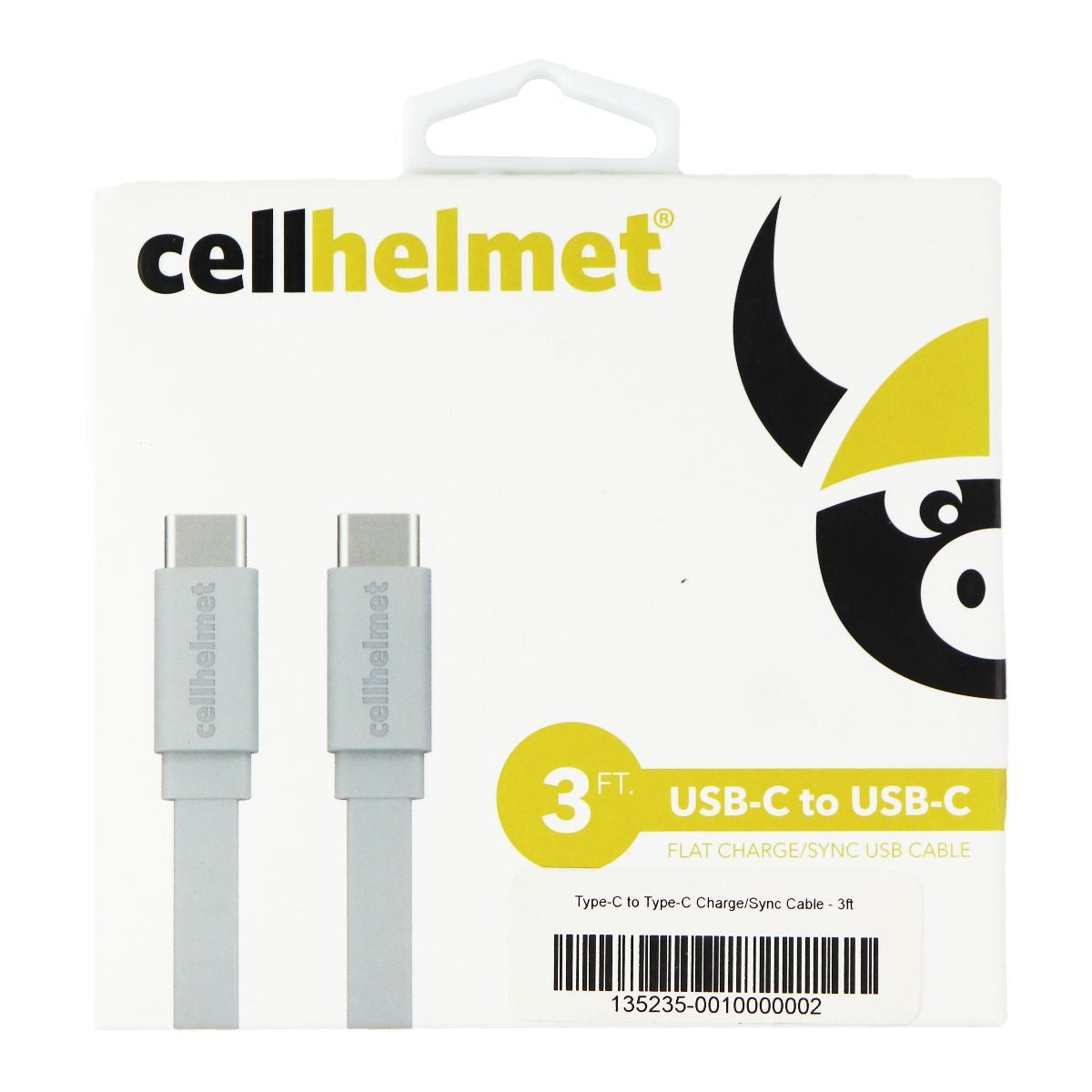 CellHelmet (3-Ft) USB-C to USB-C Flat Charge/Sync Cable - Gray Cell Phone - Cables & Adapters CellHelmet    - Simple Cell Bulk Wholesale Pricing - USA Seller