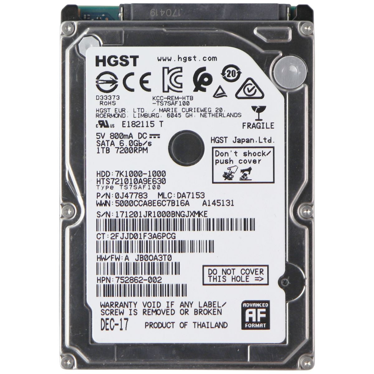 HGST Travelstar 7K1000 2.5-Inch 1TB 7200 RPM SATA III 32MB Cache Internal HDD Digital Storage - Internal Hard Disk Drives, HDD HGST    - Simple Cell Bulk Wholesale Pricing - USA Seller