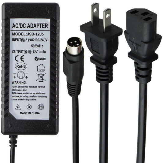 (12-V/5-Amp) AC/DC Adapter Power Supply - Black (JSD-1205) Multipurpose Batteries & Power - Multipurpose AC to DC Adapters Unbranded    - Simple Cell Bulk Wholesale Pricing - USA Seller