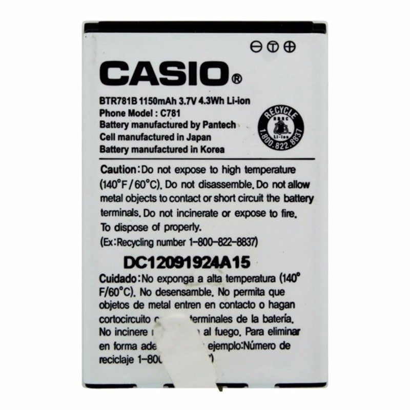 OEM Casio BTR781B 1150 mAh Replacement Battery for Casio Cammando C781 Cell Phone - Batteries Casio    - Simple Cell Bulk Wholesale Pricing - USA Seller