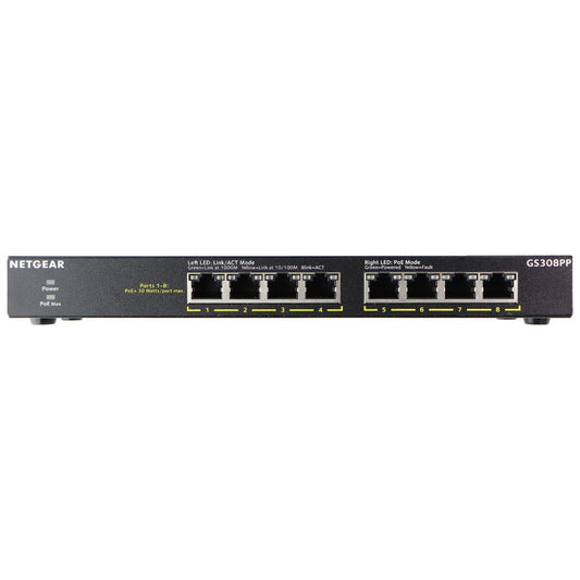 NETGEAR 8-port Gigabit Ethernet high-Power PoE+ Switch FlexPoE (GS308PP) Networking - Network Switches Netgear    - Simple Cell Bulk Wholesale Pricing - USA Seller