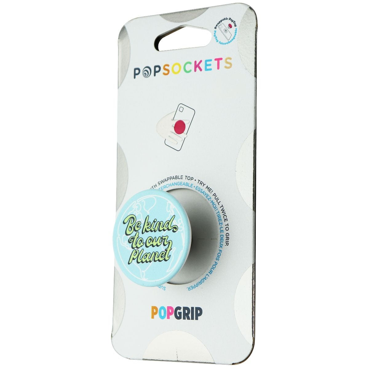 PopSockets PopGrip Phone Grip/Stand with Swappable Top - Be Kind to Our Planet Cell Phone - Mounts & Holders PopSockets    - Simple Cell Bulk Wholesale Pricing - USA Seller
