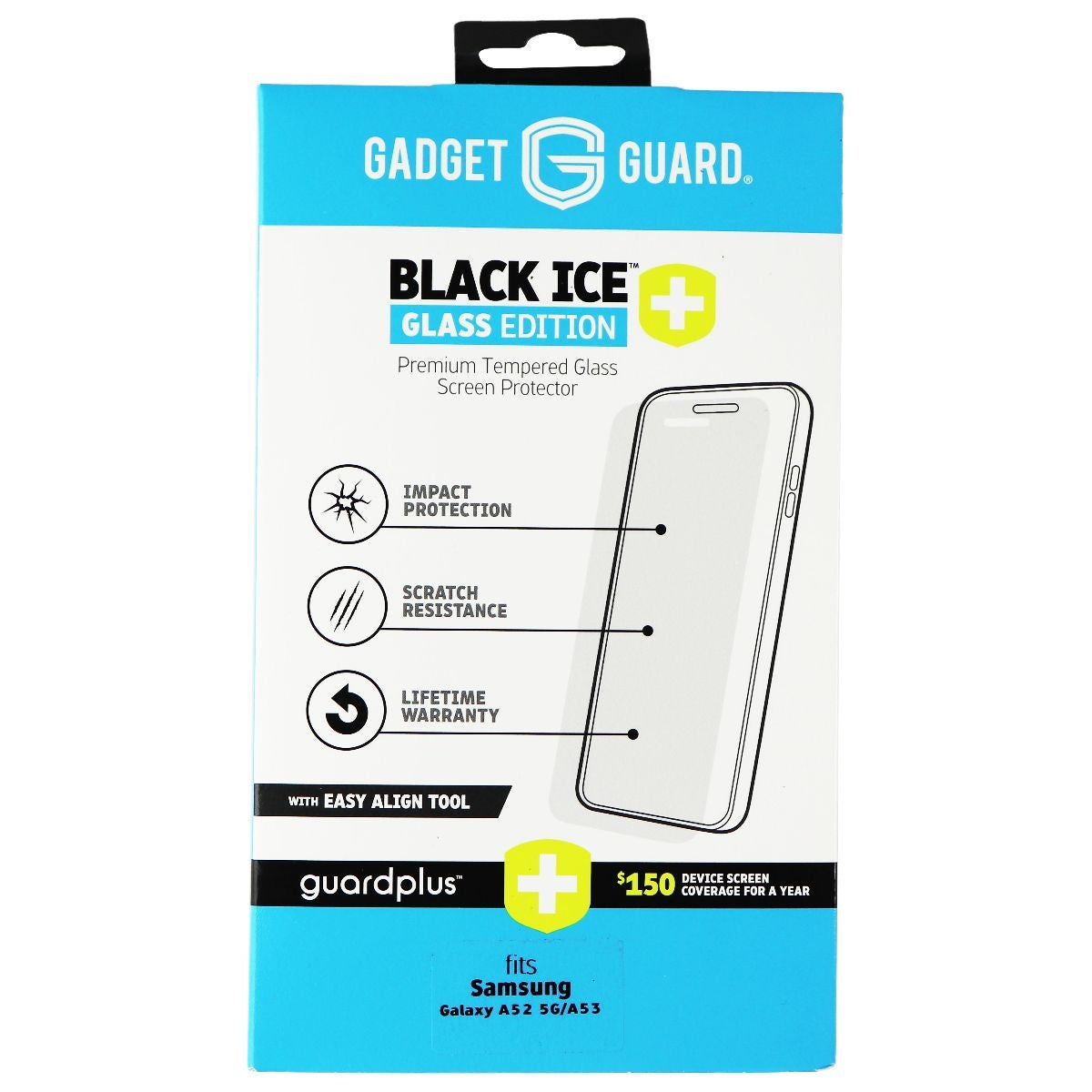 Gadget Guard Black Ice+ Glass Edition for Samsung Galaxy A52 5G / A53 - Clear Cell Phone - Screen Protectors Gadget Guard    - Simple Cell Bulk Wholesale Pricing - USA Seller