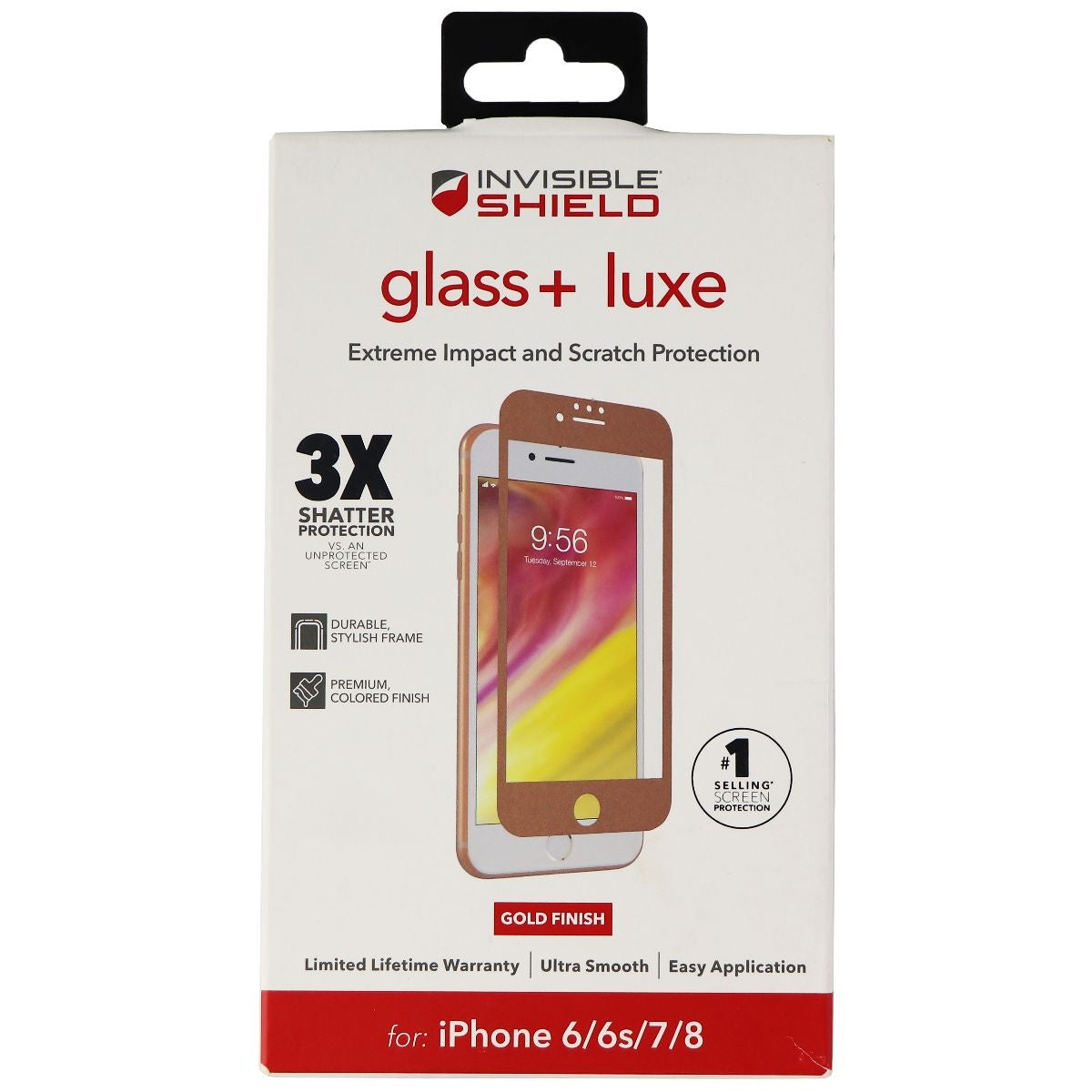 ZAGG InvisibleShield (Glass+ Luxe) Tempered Glass for iPhone 8/7/6s/6 - Gold Cell Phone - Screen Protectors Zagg    - Simple Cell Bulk Wholesale Pricing - USA Seller