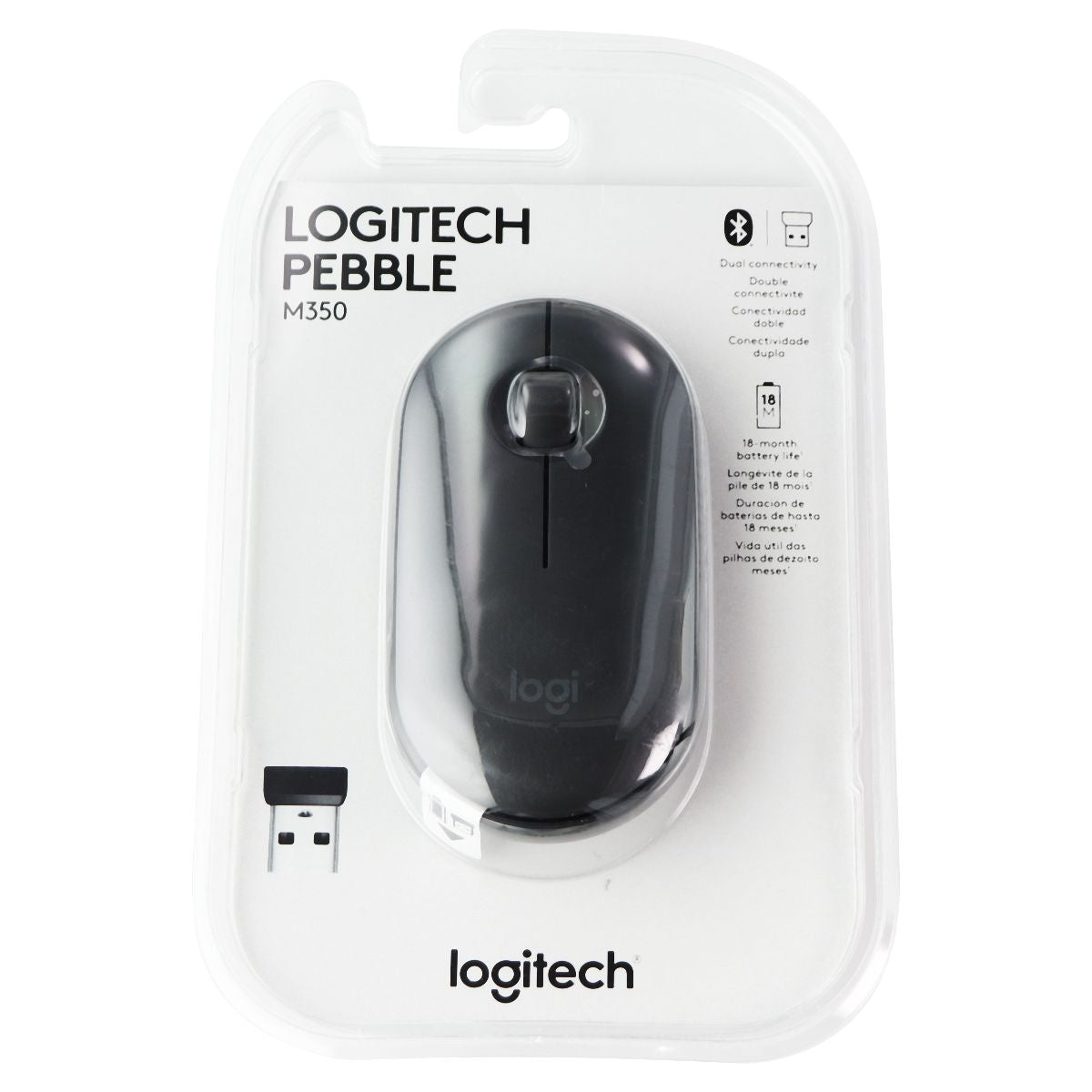 Logitech Pebble M350 Wireless Mouse with Bluetooth & USB - Graphite Keyboards/Mice - Keyboard & Mouse Bundles Logitech    - Simple Cell Bulk Wholesale Pricing - USA Seller
