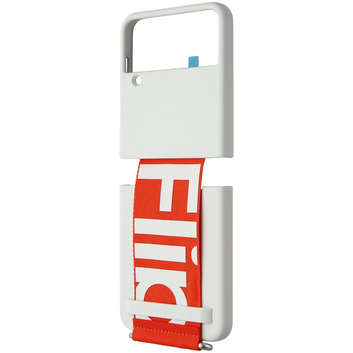 SAMSUNG Silicone Cover with Strap for Samsung Galaxy Z Flip4 - White / Orange Cell Phone - Cases, Covers & Skins Samsung    - Simple Cell Bulk Wholesale Pricing - USA Seller