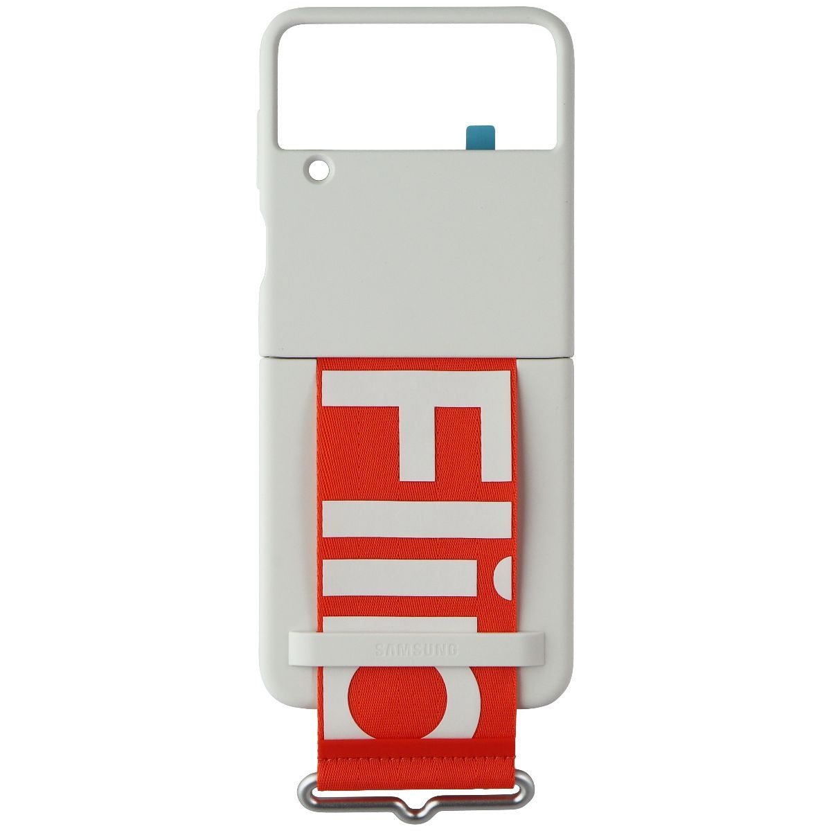 SAMSUNG Silicone Cover with Strap for Samsung Galaxy Z Flip4 - White / Orange Cell Phone - Cases, Covers & Skins Samsung    - Simple Cell Bulk Wholesale Pricing - USA Seller