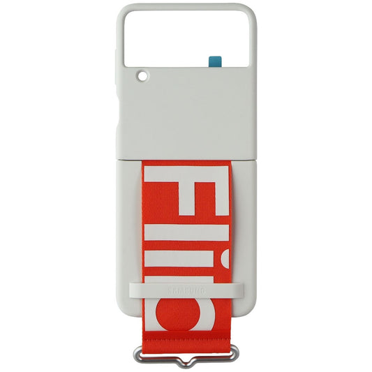 SAMSUNG Silicone Cover with Strap for Samsung Galaxy Z Flip4 - White / Orange Cell Phone - Cases, Covers & Skins Samsung    - Simple Cell Bulk Wholesale Pricing - USA Seller