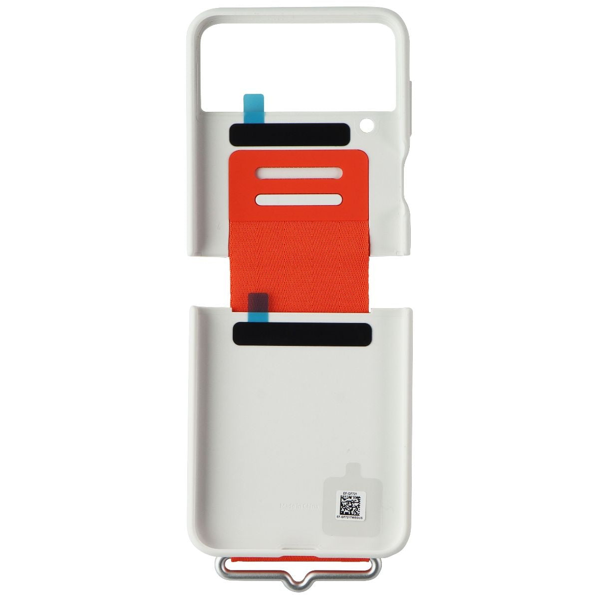 SAMSUNG Silicone Cover with Strap for Samsung Galaxy Z Flip4 - White / Orange Cell Phone - Cases, Covers & Skins Samsung    - Simple Cell Bulk Wholesale Pricing - USA Seller