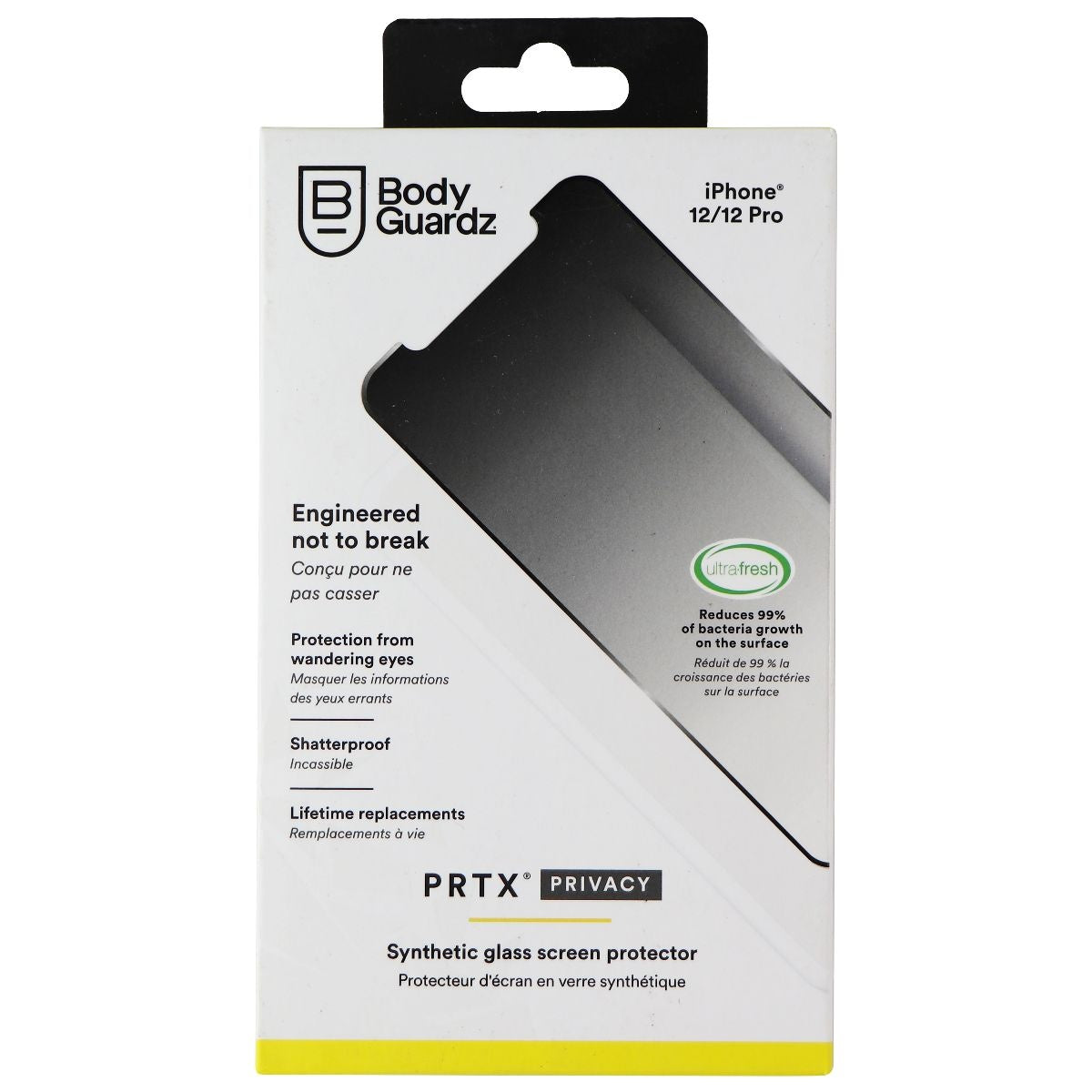 Bodyguardz PRTX Edge Privacy Screen Protector Designed For the iPhone 12/12 Pro Cell Phone - Screen Protectors BODYGUARDZ    - Simple Cell Bulk Wholesale Pricing - USA Seller